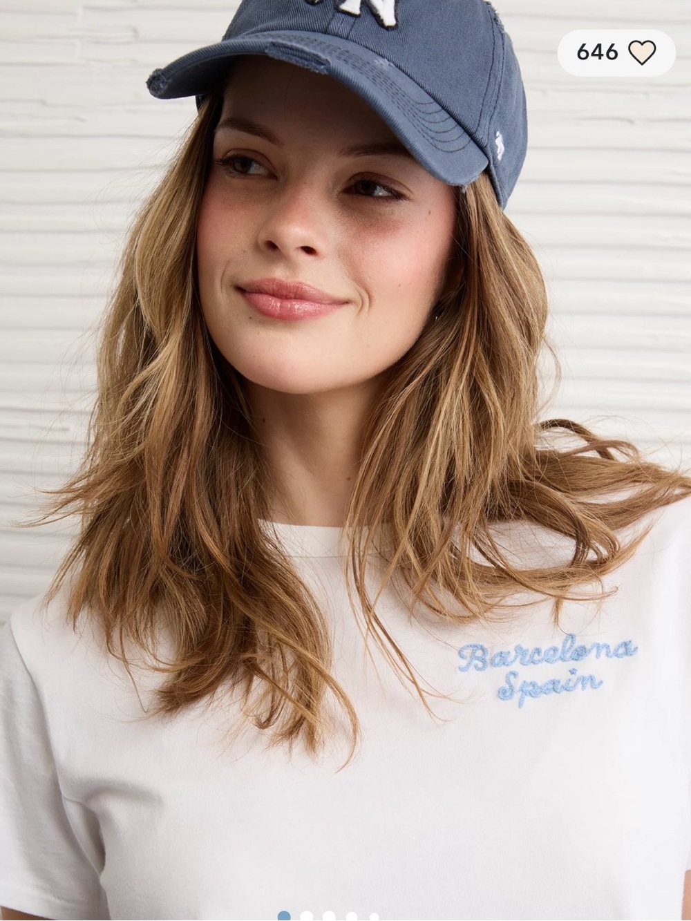 American Eagle Outfitters White Tee with Light Blue Detail